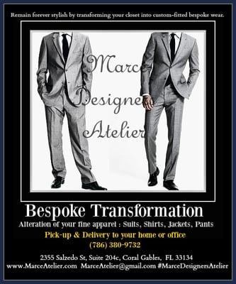 Bespoke Transformation of your wardrobe performed here.  FREE pick-up & delivery from your home or office.  Contact us for details.