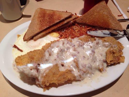 Chicken fried steak and eggs !