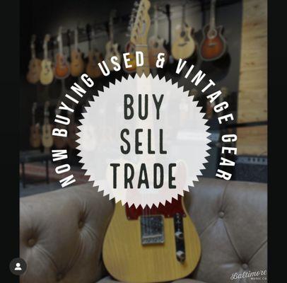 Bring us your used gear - we buy & consign or you can use your gear as a trade towards something new in the store!