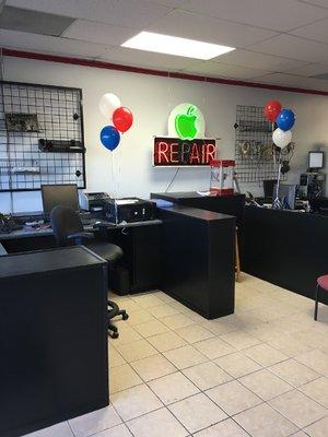 Work benches in the Austin Store.