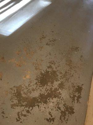 Discolored floor that was not protected