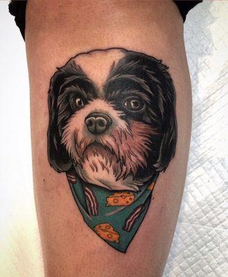 By Anthony Pereira neo traditional color dog portrait tattoo