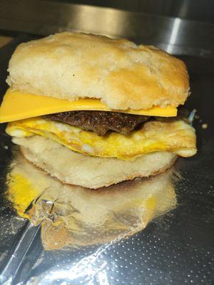 Sausage, egg and cheese biscuit