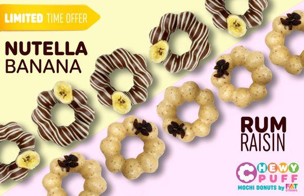 Happy National Donut Day! Available in all Fat Straws locations June 4-12 while supplies last each day. NUTELLA BANANA  RUM RAISIN