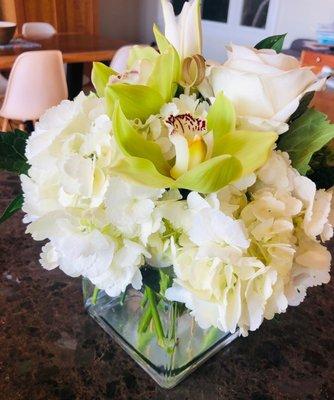 October 2020 closeup of a floral arrangement I sent to my family.