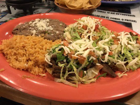 Taco trio, chorizo, chicken and beef