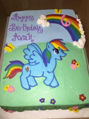 My little pony rainbow dash cake for my 6yr old