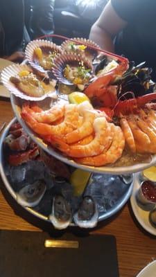 Oyster and seafood tower.