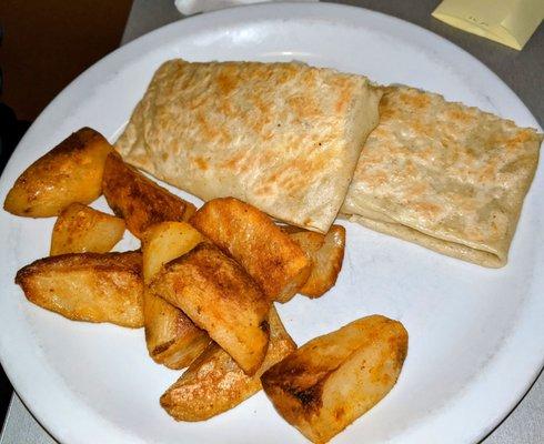 Potato & eggs crepes, w side of potatoes $16.75