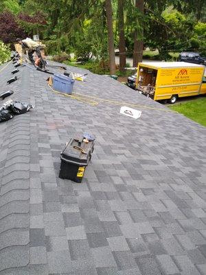 Landmark Moire Black Roof installation