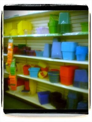 Dollar Tree rainbow of plastic baskets