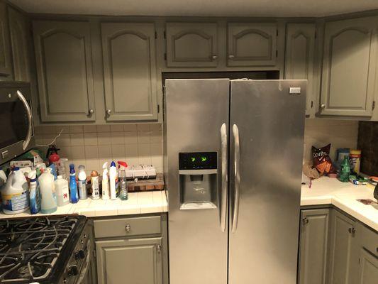 Repaired existing broken kitchen cabinets to look like new