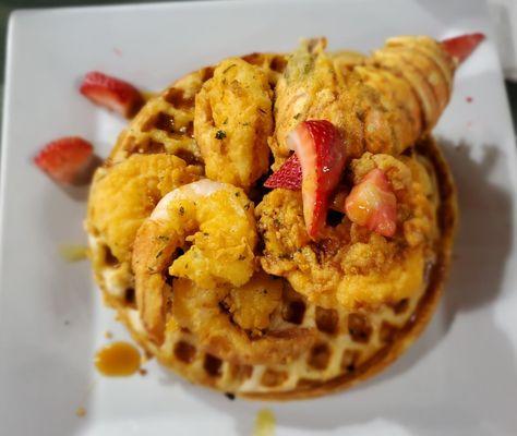 Lobster, Shrimp & Waffles