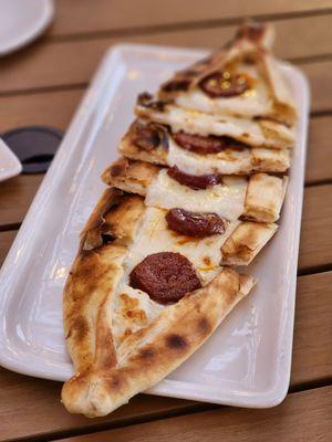 Spicy sausage pide, pretty good