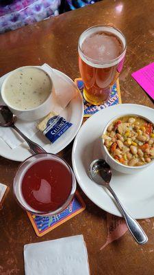 Cups of soup and pints of beer on a wet Saturday afternoon.