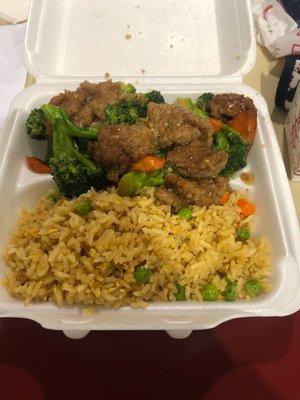 Beef broccoli 2x Orange chicken fried rice