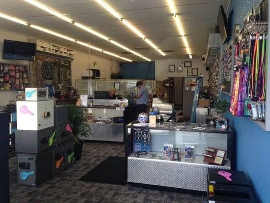 A view of the showroom from the front door.