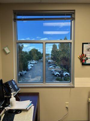 Example of office windows being tinted in our Ceramic Dual Reflective 5% for our friends over at Kadlec