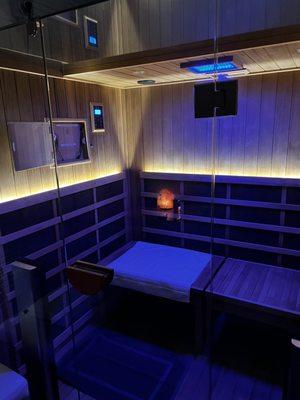 Your own personal sauna with Bluetooth compatibility.