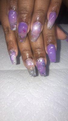 Encapsulated medium length all acrylic full set.