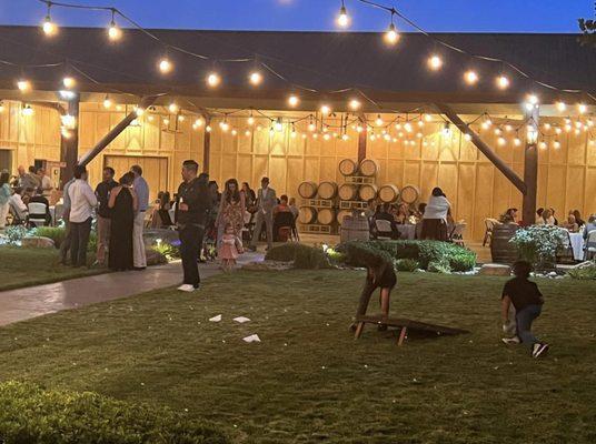 Guests mingle and some children play before sitting down for wonderful Bear City Social Dinner.