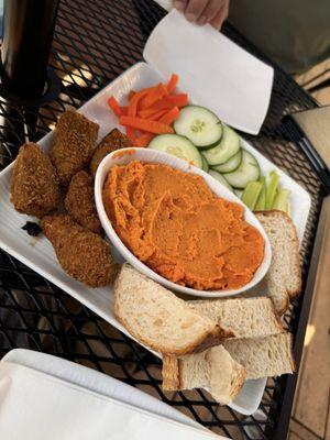 Hummus... delicious fried artichokes .