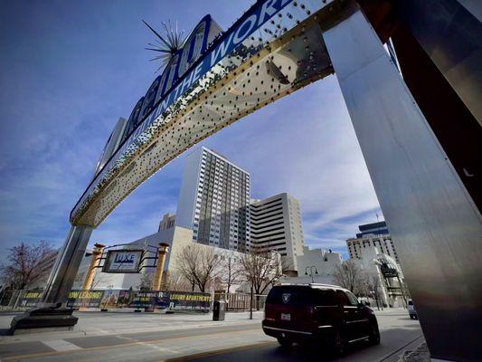 The Reno Arch with the Reno City Center under it.