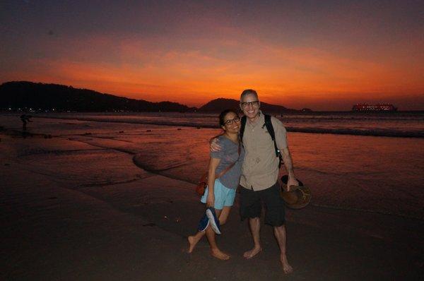 Frank and Irene enjoying the lovely sunset in Phuket, Thailand