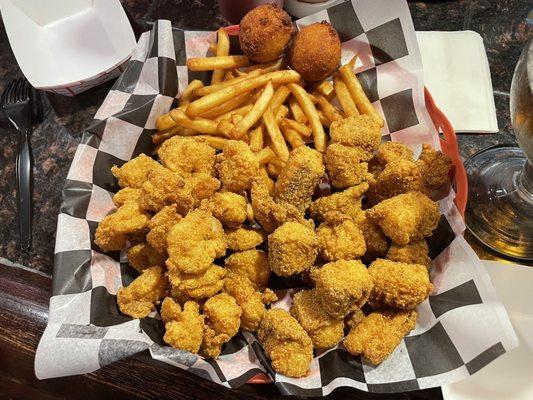 Jumbo shrimp and catfish basket