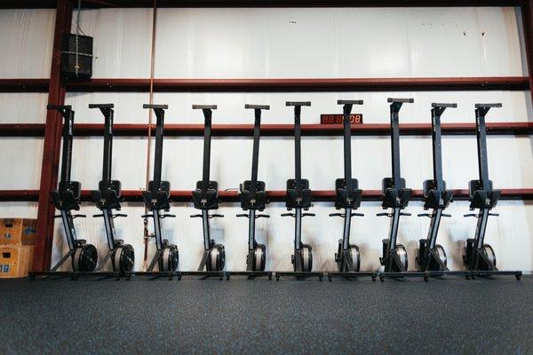 10 rowing machines.