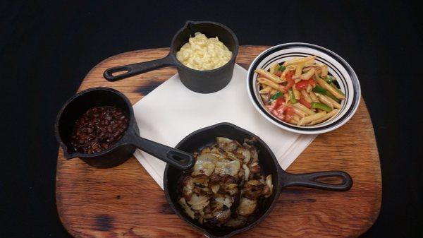 Tasting Sides:  Skillet Potatoes, Baked Beans, Cowboy Mac & Cheese, Western Pasta Salad