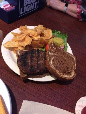 Burger with house made chips