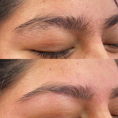 Before and after eyebrow wax.