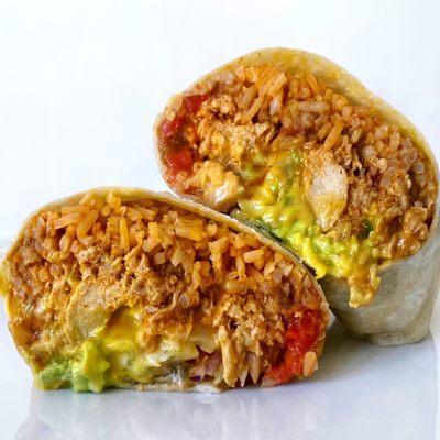 Vegan Chick'n Queso Burrito with Avocado