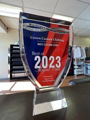 Proud to receive another award for 2023! Thank you to our loyal customers.