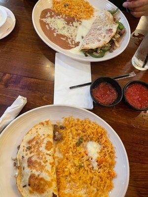 Steak quesadilla dinner and ground beef quesadilla dinner