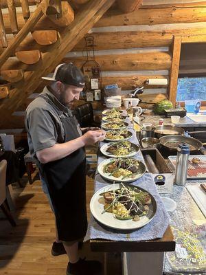 Chef Rich and the main course, just before he served it at our AirBnb.