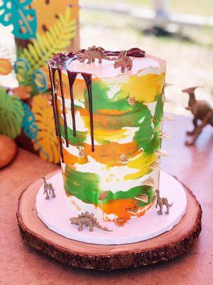 Double barrel Dino cake