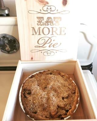 Apple Crumb Pie with Wooden Box