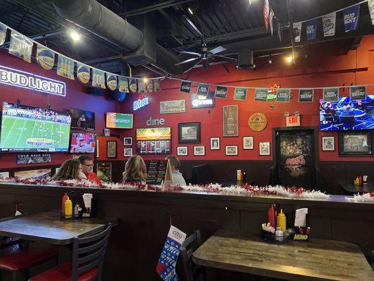 High tops and dining area