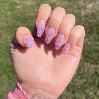 Acrylic full set done by Yvonne - $60