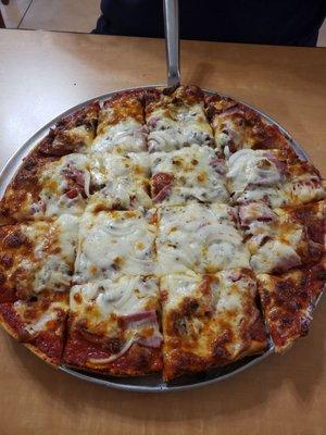 Sals meat lovers pizza added onion