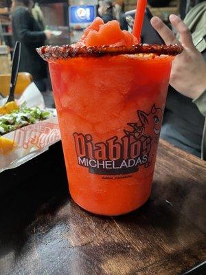 Strawberry frozen michelada (I think)