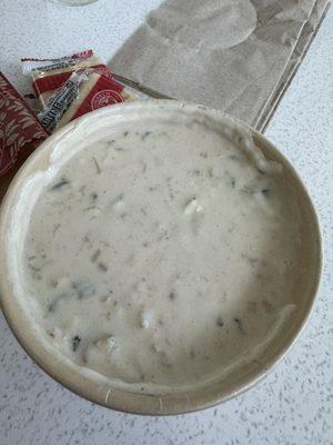 Clam chowder soup of the day