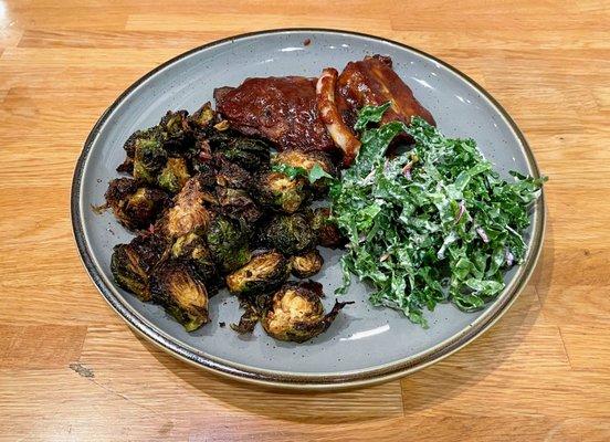 Baby Back Ribs w/ 2 veggies (Brussels Sprouts in place of Mac 'n Cheese)