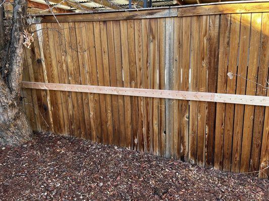 Backer rails added for extra support on our fence.