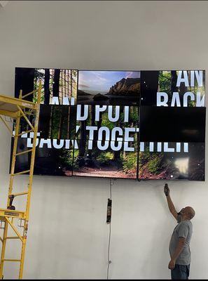 Media wall installation.