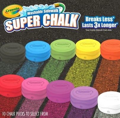 Crayola Super Chalk , Lasts 3X Longer than stick chalk