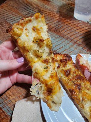 Mac and cheese pizza.