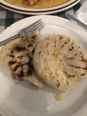 Chicharrón & a cheese pupusas